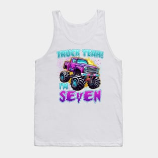 Truck yeah Birthday Tee Seven year old Girl Tee Monster Truck Birthday Country Birthday Kids Tank Top